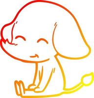 warm gradient line drawing cute cartoon elephant sitting vector