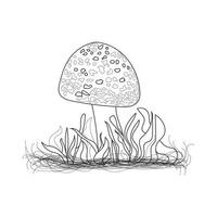 Mushrooms line art. A symbol of the autumn, forest, and harvest. Mushroom illustration. vector