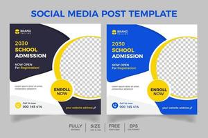 Education Social Media Post Banner, School Admission Social Media Post, School admission promotion social media post template vector