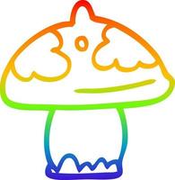 rainbow gradient line drawing cartoon mushroom vector