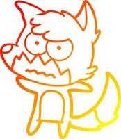 warm gradient line drawing cartoon annoyed fox vector