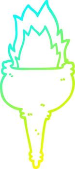 línea de gradiente frío dibujo dibujos animados antorcha llameante vector