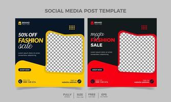 Yellow and red color fashion sale banner. Suitable for social media post and web internet ads vector