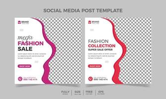 Pink and red color fashion sale banner. Suitable for social media post and web internet ads vector