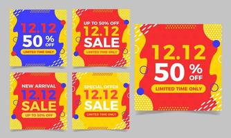 12.12 unique sale banner design for social media promo template, Social media post mega sale design template vector