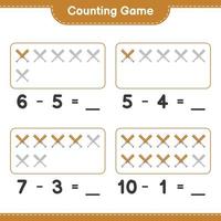 Count and match, count the number of Baseball Bat and match with the right numbers. Educational children game, printable worksheet, vector illustration