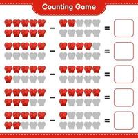 Count and match, count the number of Boxing Gloves and match with the right numbers. Educational children game, printable worksheet, vector illustration