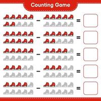 Count and match, count the number of Ice Skates and match with the right numbers. Educational children game, printable worksheet, vector illustration