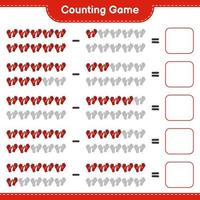 Count and match, count the number of Goalkeeper Gloves and match with the right numbers. Educational children game, printable worksheet, vector illustration