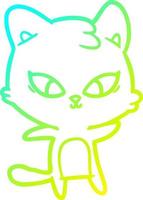 cold gradient line drawing cute cartoon cat vector