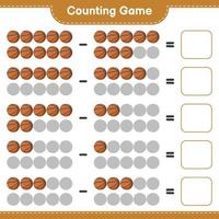 cuenta y empareja, cuenta el número de baloncesto y empareja con los números correctos. juego educativo para niños, hoja de cálculo imprimible, ilustración vectorial vector