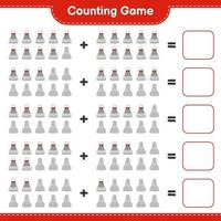 Count and match, count the number of Shuttlecock and match with the right numbers. Educational children game, printable worksheet, vector illustration