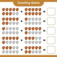 Count and match, count the number of Baseball Glove and match with the right numbers. Educational children game, printable worksheet, vector illustration