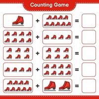 Count and match, count the number of Ice Skates and match with the right numbers. Educational children game, printable worksheet, vector illustration