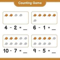 Count and match, count the number of Cap Hat and match with the right numbers. Educational children game, printable worksheet, vector illustration