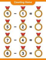 Count and match, count the number of Trophy and match with the right numbers. Educational children game, printable worksheet, vector illustration