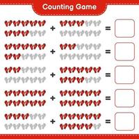 Count and match, count the number of Goalkeeper Gloves and match with the right numbers. Educational children game, printable worksheet, vector illustration