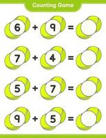 Count and match, count the number of Tennis Ball and match with the right numbers. Educational children game, printable worksheet, vector illustration