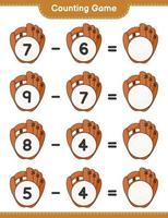 Count and match, count the number of Baseball Glove and match with the right numbers. Educational children game, printable worksheet, vector illustration