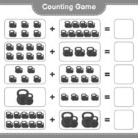 Count and match, count the number of Dumbbell and match with the right numbers. Educational children game, printable worksheet, vector illustration