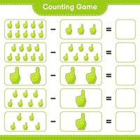 Count and match, count the number of Foam Finger and match with the right numbers. Educational children game, printable worksheet, vector illustration