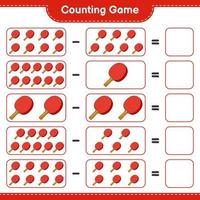 Count and match, count the number of Ping Pong Racket and match with the right numbers. Educational children game, printable worksheet, vector illustration