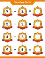 Count and match, count the number of Trophy and match with the right numbers. Educational children game, printable worksheet, vector illustration