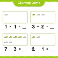 Count and match, count the number of Sneaker and match with the right numbers. Educational children game, printable worksheet, vector illustration