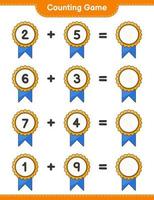 Count and match, count the number of Trophy and match with the right numbers. Educational children game, printable worksheet, vector illustration