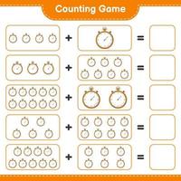 Count and match, count the number of Stopwatch and match with the right numbers. Educational children game, printable worksheet, vector illustration