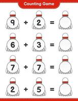 Count and match, count the number of Shuttlecock and match with the right numbers. Educational children game, printable worksheet, vector illustration