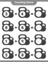 Count and match, count the number of Dumbbell and match with the right numbers. Educational children game, printable worksheet, vector illustration