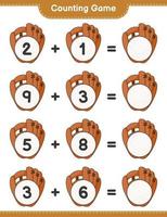 Count and match, count the number of Baseball Glove and match with the right numbers. Educational children game, printable worksheet, vector illustration