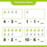 Count and match, count the number of Foam Finger and match with the right numbers. Educational children game, printable worksheet, vector illustration
