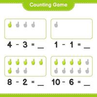 Count and match, count the number of Foam Finger and match with the right numbers. Educational children game, printable worksheet, vector illustration