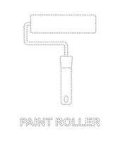 Paint roller tracing worksheet for kids vector