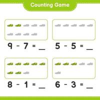 Count and match, count the number of Soccer Shoes and match with the right numbers. Educational children game, printable worksheet, vector illustration