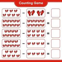 Count and match, count the number of Goalkeeper Gloves and match with the right numbers. Educational children game, printable worksheet, vector illustration