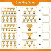 Count and match, count the number of Trophy and match with the right numbers. Educational children game, printable worksheet, vector illustration
