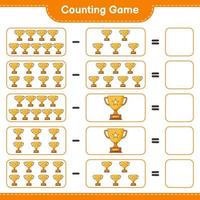 cuenta y empareja, cuenta el número de trofeos y empareja con los números correctos. juego educativo para niños, hoja de cálculo imprimible, ilustración vectorial vector