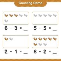 Count and match, count the number of Golf Gloves and match with the right numbers. Educational children game, printable worksheet, vector illustration