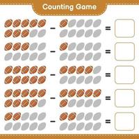 Count and match, count the number of Rugby Ball and match with the right numbers. Educational children game, printable worksheet, vector illustration