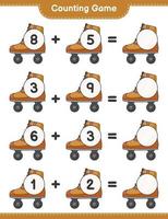 Count and match, count the number of Roller Skate and match with the right numbers. Educational children game, printable worksheet, vector illustration