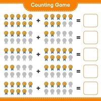 Count and match, count the number of Trophy and match with the right numbers. Educational children game, printable worksheet, vector illustration