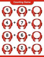 Count and match, count the number of Boxing Helmet and match with the right numbers. Educational children game, printable worksheet, vector illustration