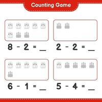 Count and match, count the number of Bowling Pin and match with the right numbers. Educational children game, printable worksheet, vector illustration