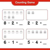 Count and match, count the number of Bowling Pin and match with the right numbers. Educational children game, printable worksheet, vector illustration