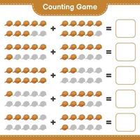 Count and match, count the number of Cap Hat and match with the right numbers. Educational children game, printable worksheet, vector illustration