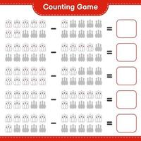 Count and match, count the number of Bowling Pin and match with the right numbers. Educational children game, printable worksheet, vector illustration