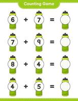 Count and match, count the number of Sport Water Bottle and match with the right numbers. Educational children game, printable worksheet, vector illustration